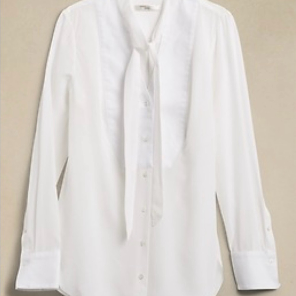 Banana Republic size 4 womanWhite Blouse with Bow Detail - Picture 2 of 8